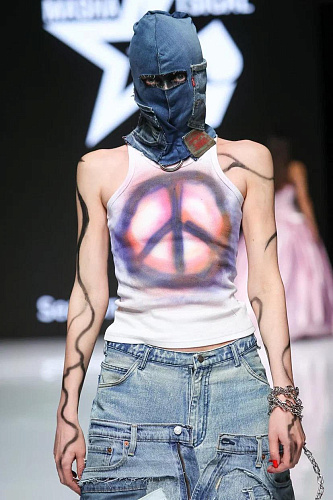 Джинсовая балаклава Peace